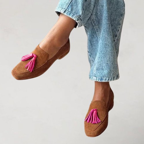 Monique Women's Tassel Suede Look Loafers, view 2