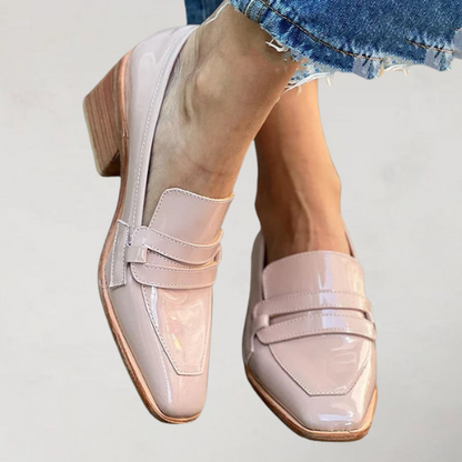 Miranda Women's Glossy Block Heel Loafers, view 2