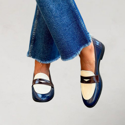 Marleen Women's Navy Blue Fabric Loafers, view 2