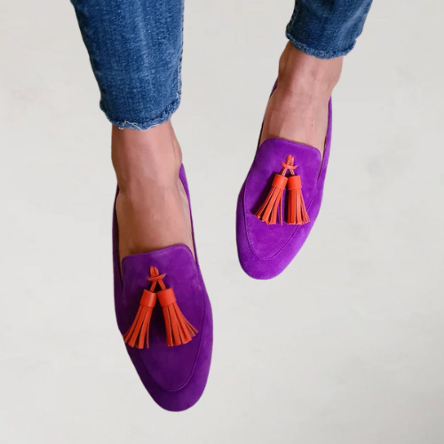 Veerle Women's Tassel Suede Finish Loafers, view 2