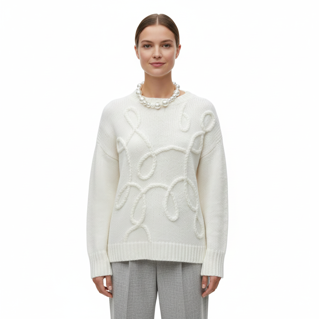 Women's Sweater with Round Neckline and Long Sleeves