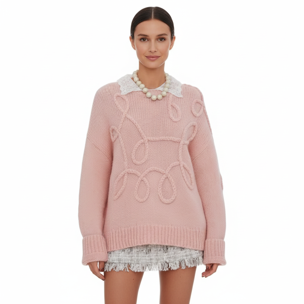 Women's Sweater with Round Neckline and Long Sleeves