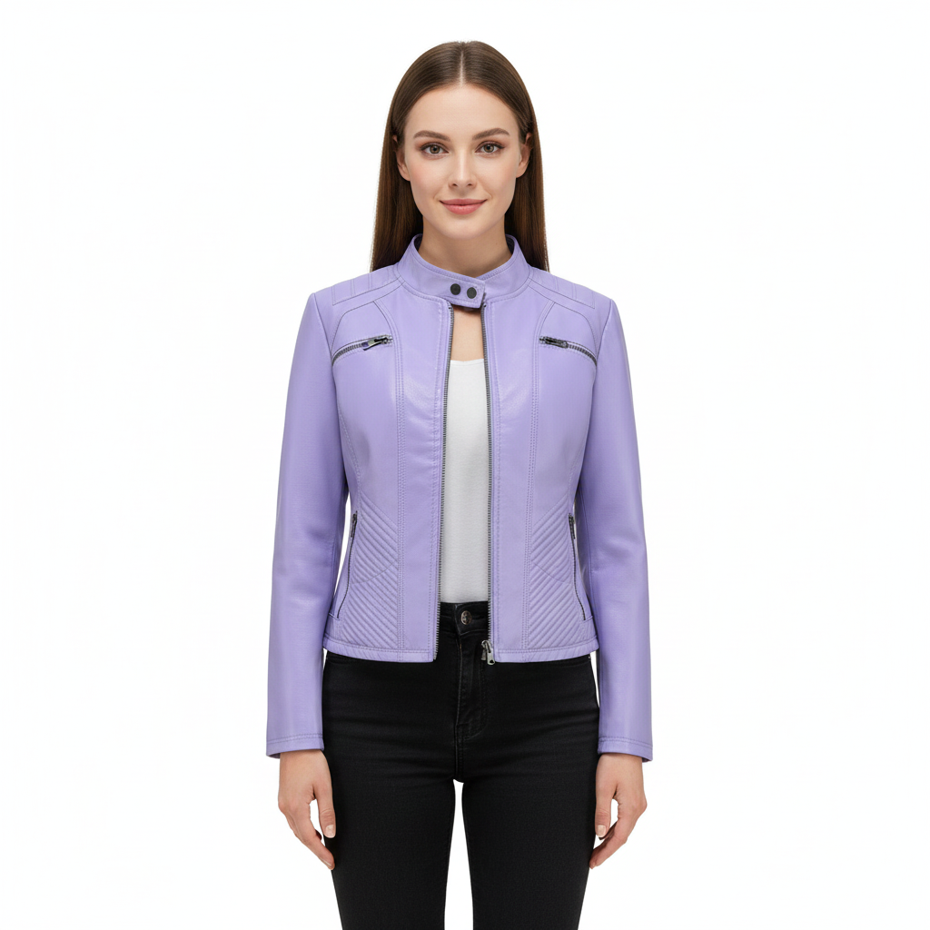 Women's Jacket with Asymmetrical Zip Closure