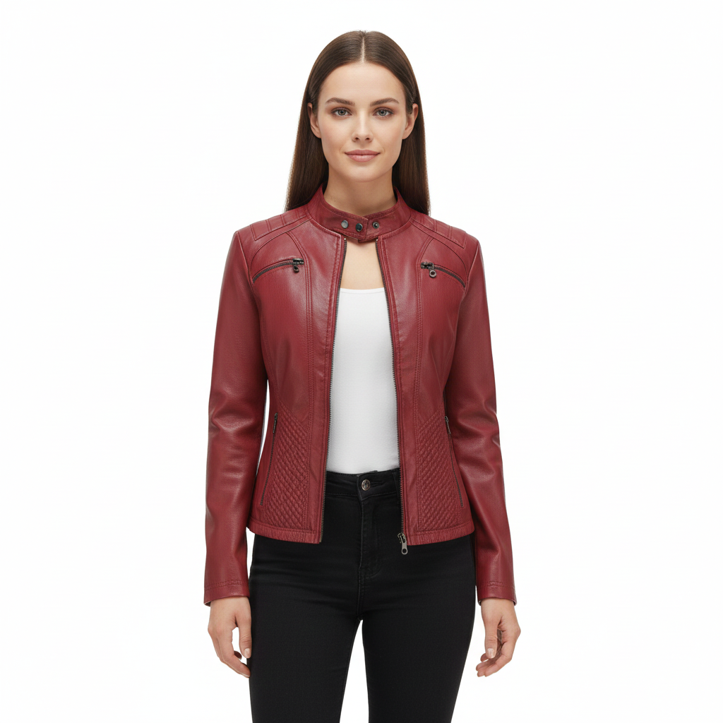 Women's Jacket with Asymmetrical Zip Closure