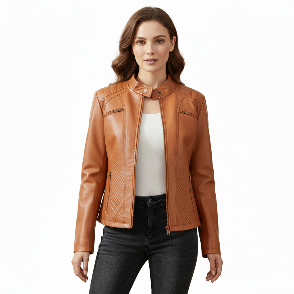 Women's Jacket with Asymmetrical Zip Closure