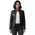 Women's Jacket with Asymmetrical Zip Closure