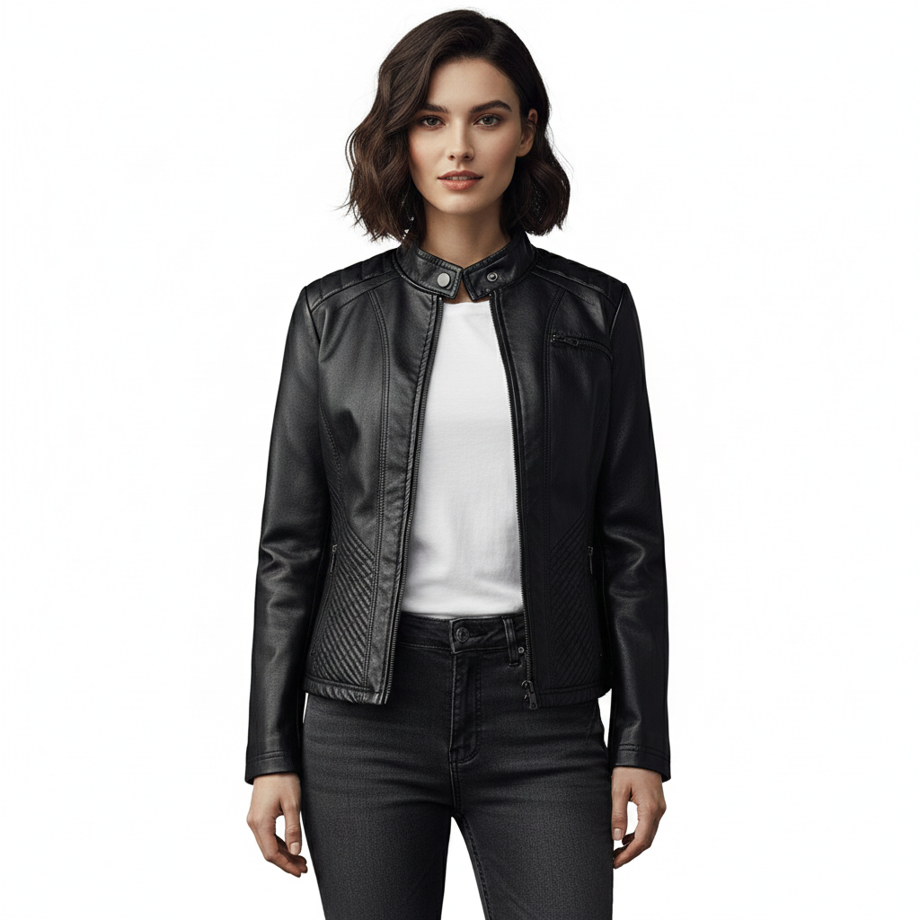 Women's Jacket with Asymmetrical Zip Closure