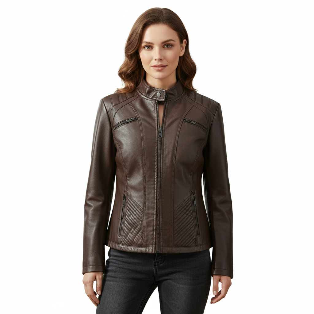 Women's Jacket with Asymmetrical Zip Closure