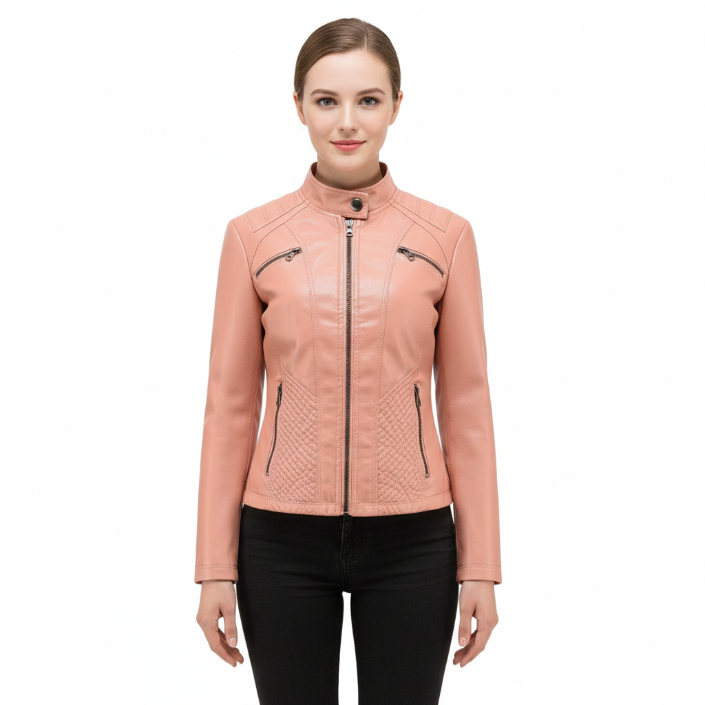 Women's Jacket with Asymmetrical Zip Closure