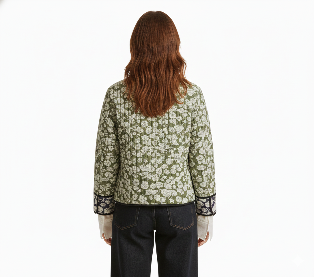 Women's Quilted Jacket in Multicolored Floral Design