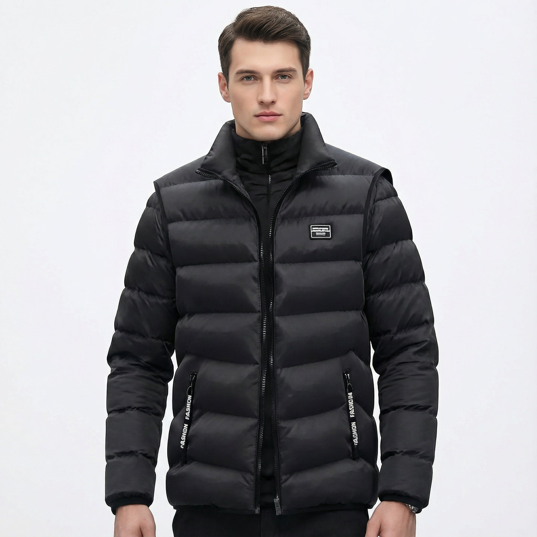 Men's Quilted Vest with Thermal Insulation and Zip Closure