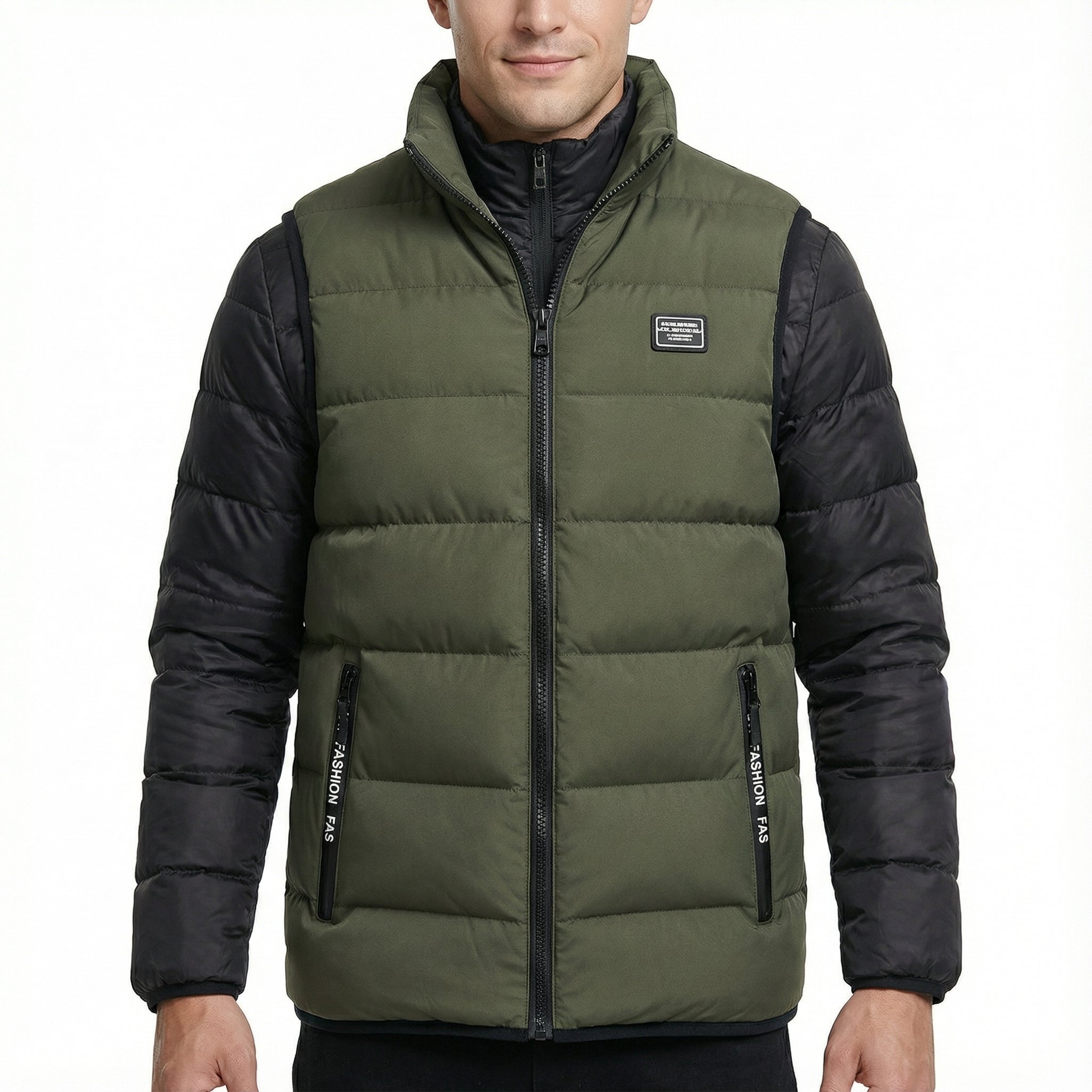 Men's Quilted Vest with Thermal Insulation and Zip Closure