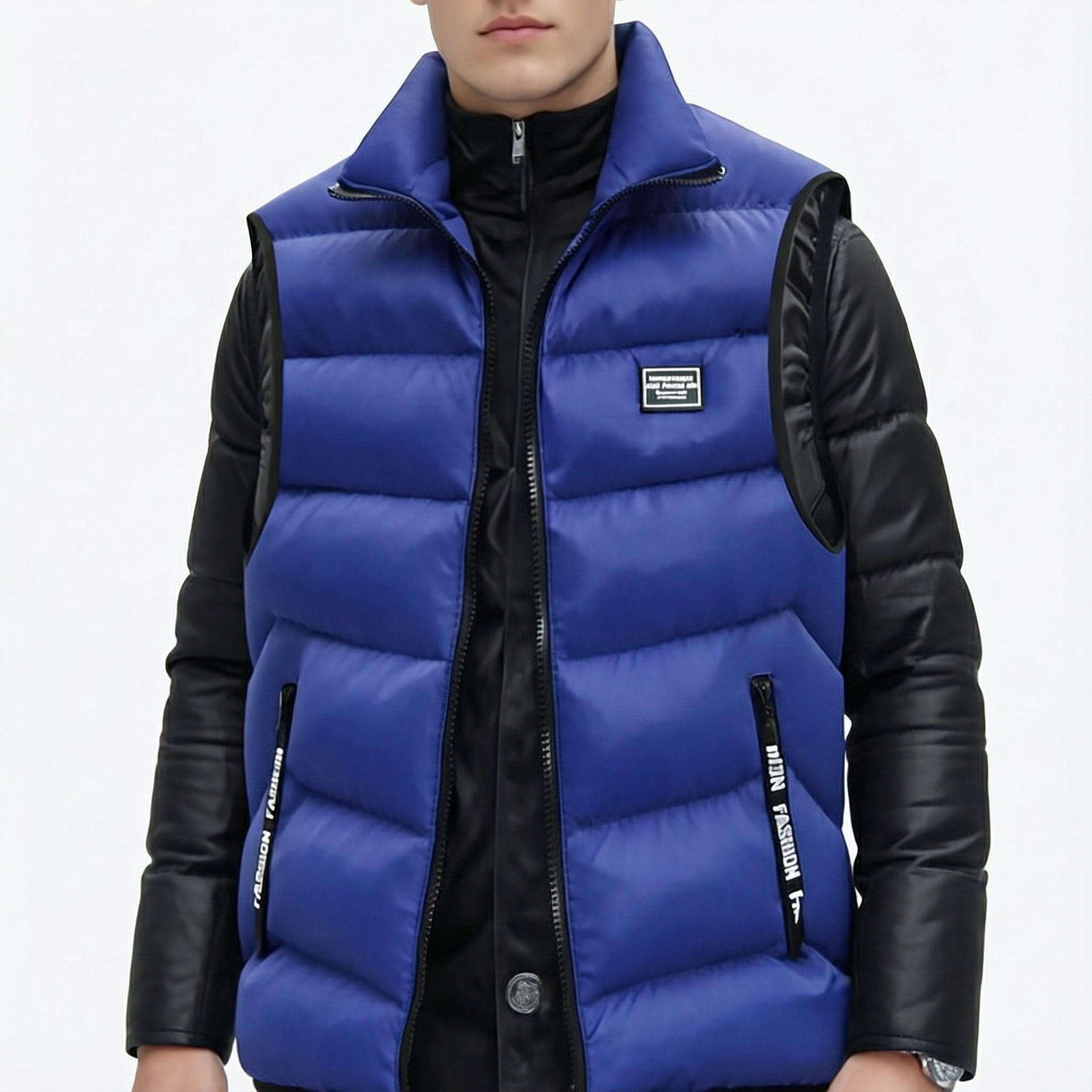 Men's Quilted Vest with Thermal Insulation and Zip Closure