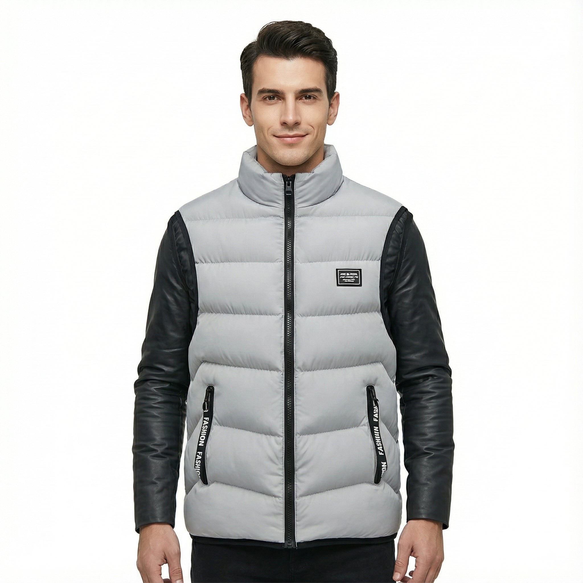 Men's Quilted Vest with Thermal Insulation and Zip Closure