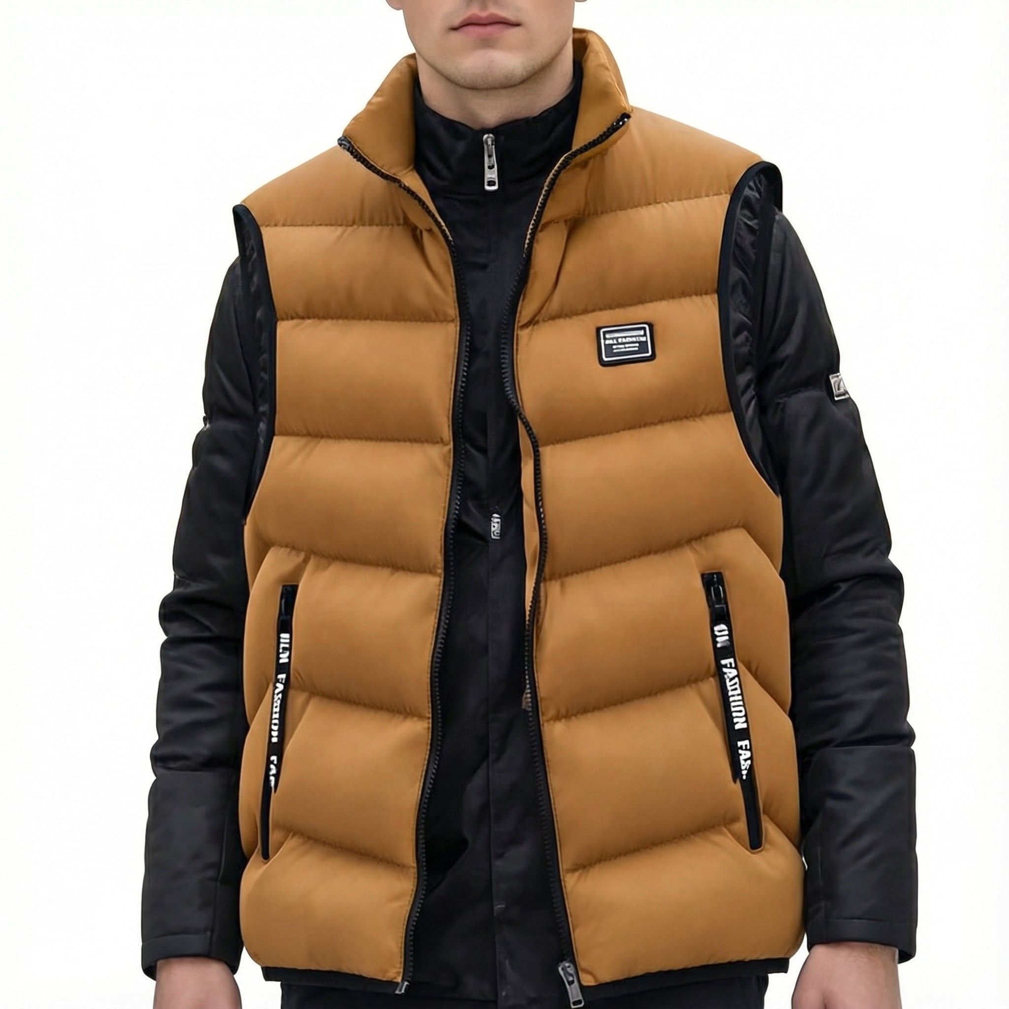 Men's Quilted Vest with Thermal Insulation and Zip Closure