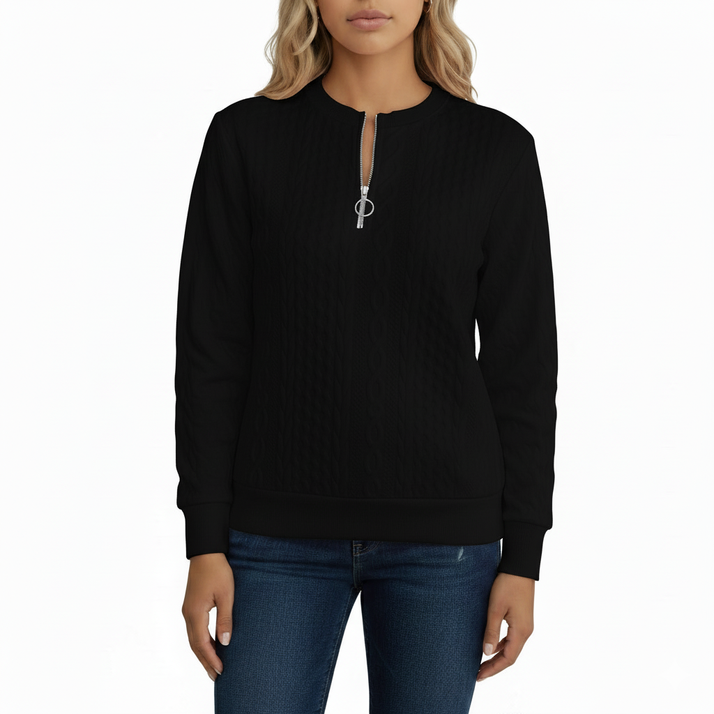 Women's Winter Hoodie with Zip Closure and Knit Design