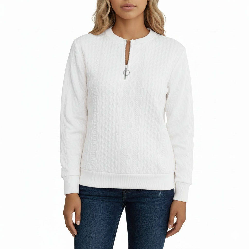 Women's Winter Hoodie with Zip Closure and Knit Design