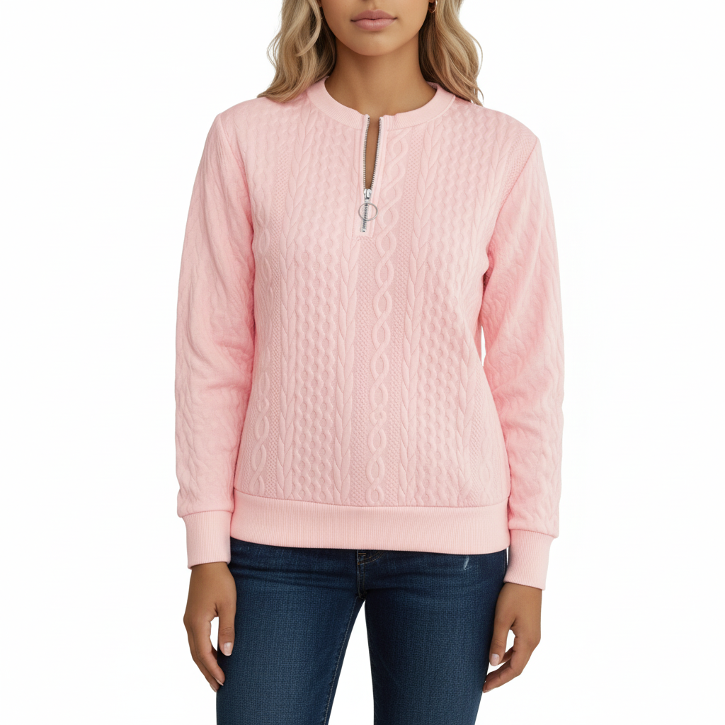 Women's Winter Hoodie with Zip Closure and Knit Design