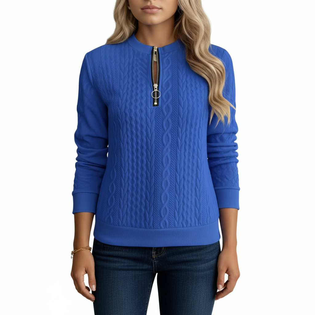 Women's Winter Hoodie with Zip Closure and Knit Design