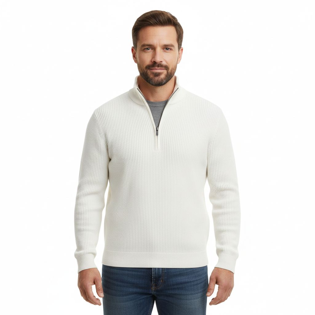 Men's Sweater with Half-Zip in Versatile Style