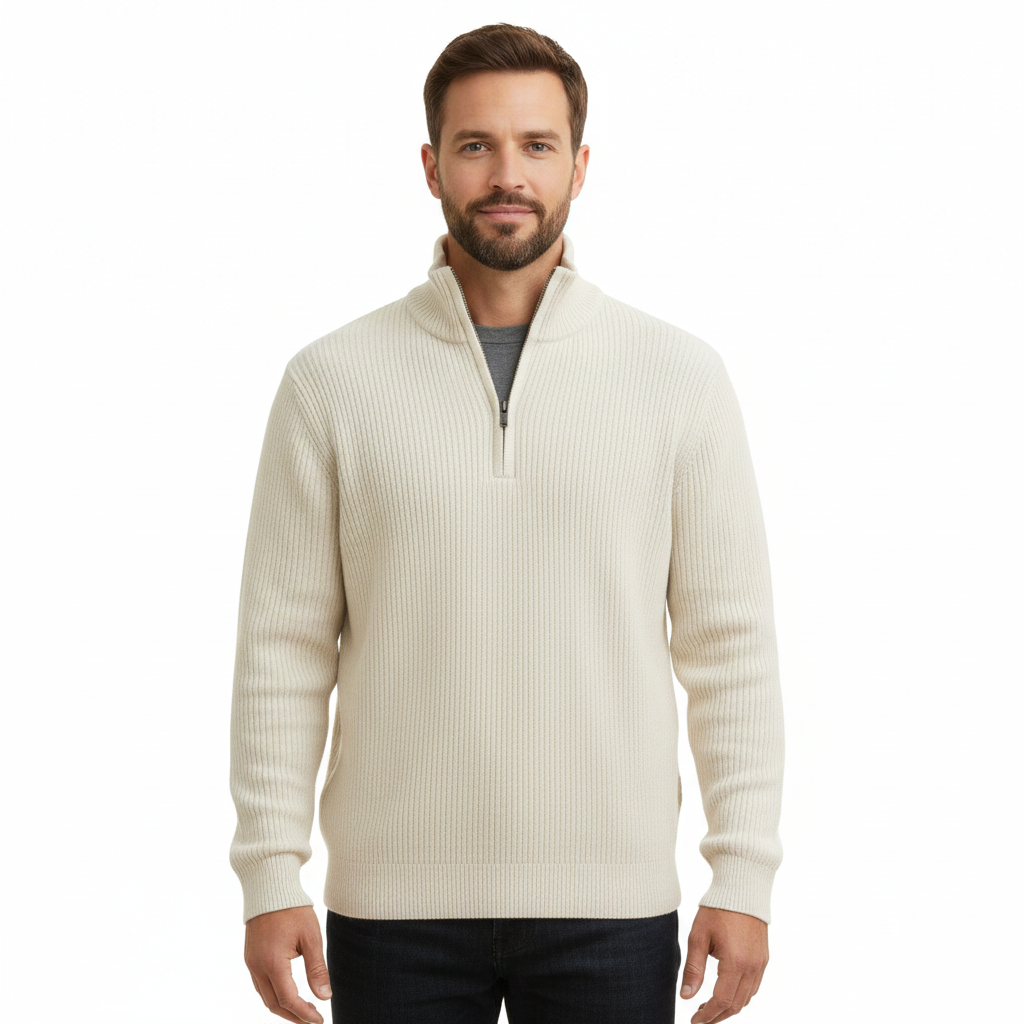 Men's Sweater with Half-Zip in Versatile Style
