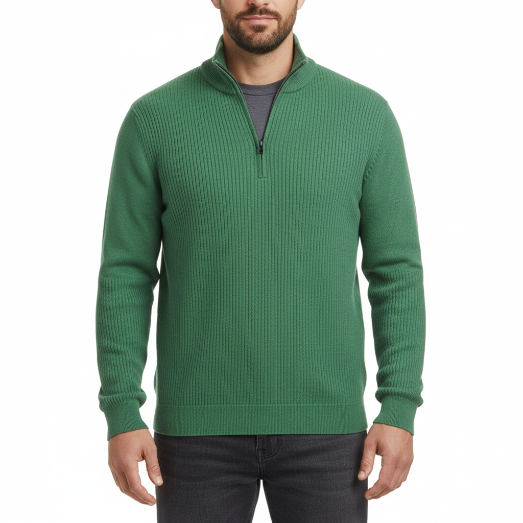 Men's Sweater with Half-Zip in Versatile Style
