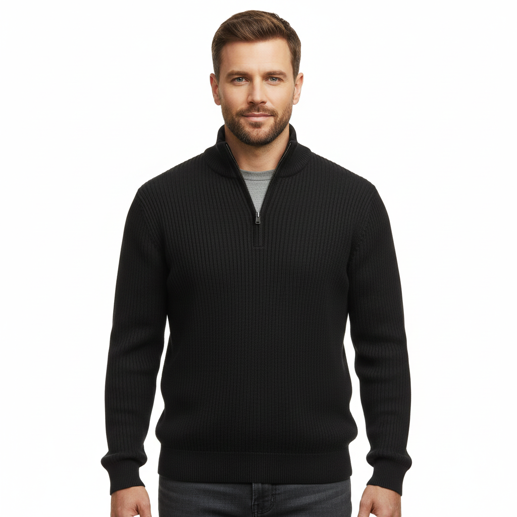 Men's Sweater with Half-Zip in Versatile Style