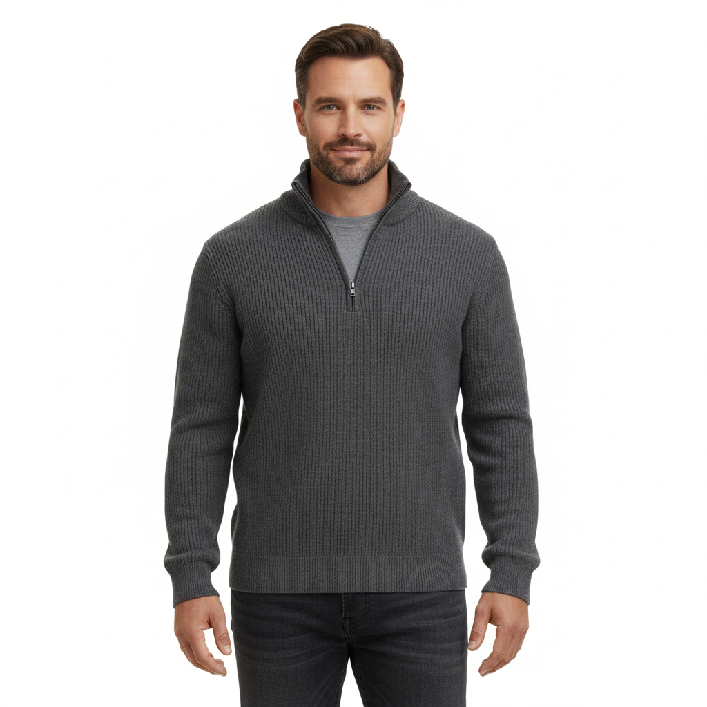 Men's Sweater with Half-Zip in Versatile Style