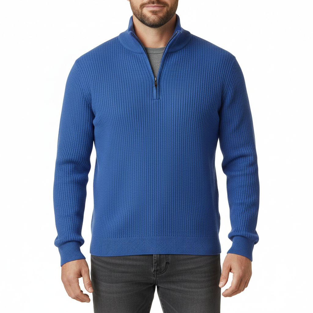 Men's Sweater with Half-Zip in Versatile Style