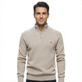 Men's Knitted Sweater with Zip Collar and Regular Fit