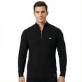 Men's Knitted Sweater with Zip Collar and Regular Fit