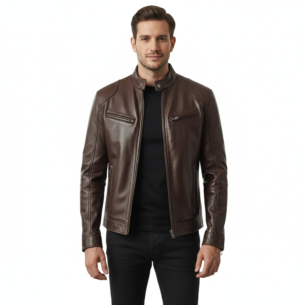 Men's Leather Jacket with Modern Design and Durability