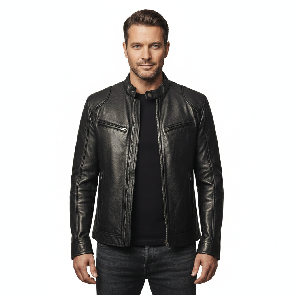Men's Leather Jacket with Modern Design and Durability