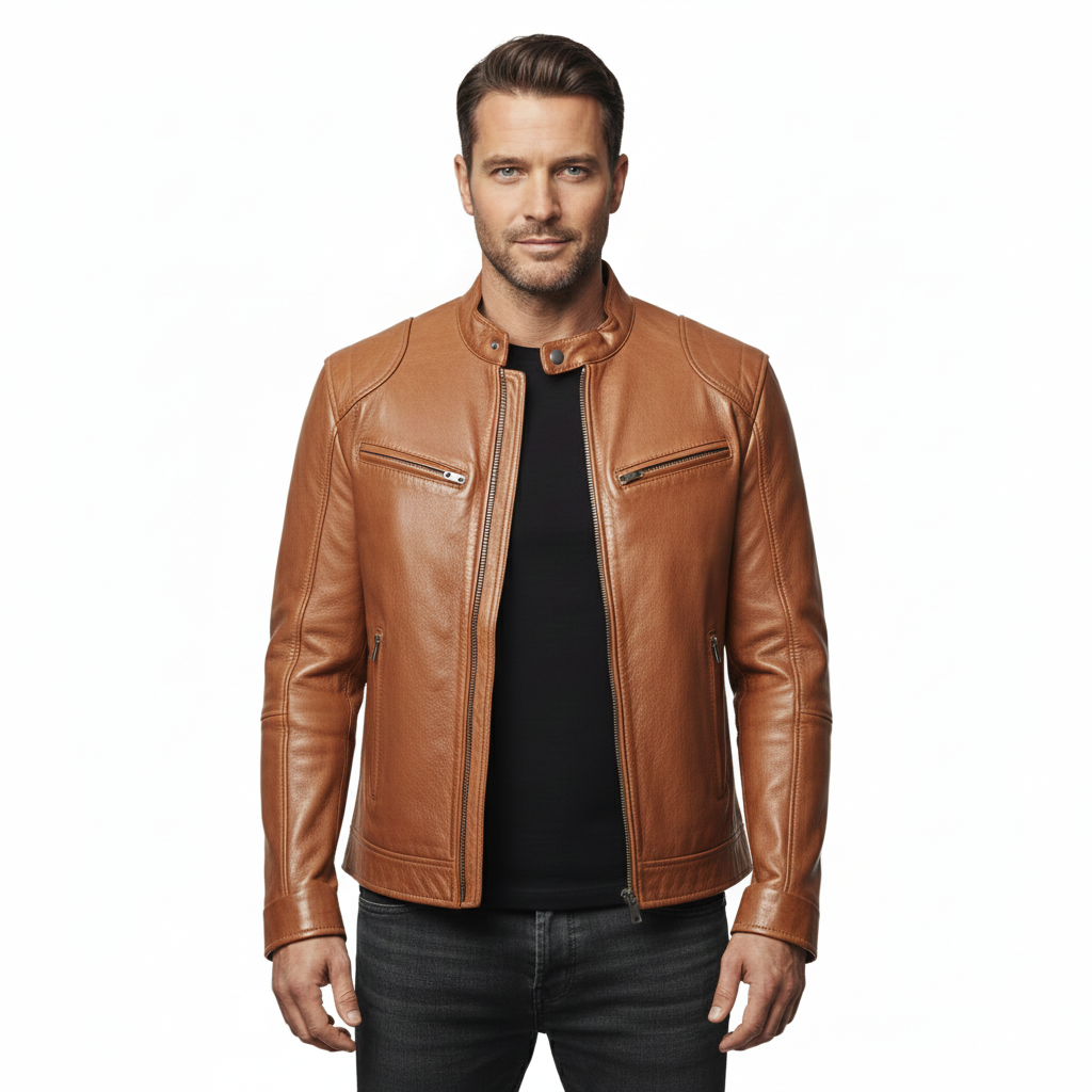 Men's Leather Jacket with Modern Design and Durability
