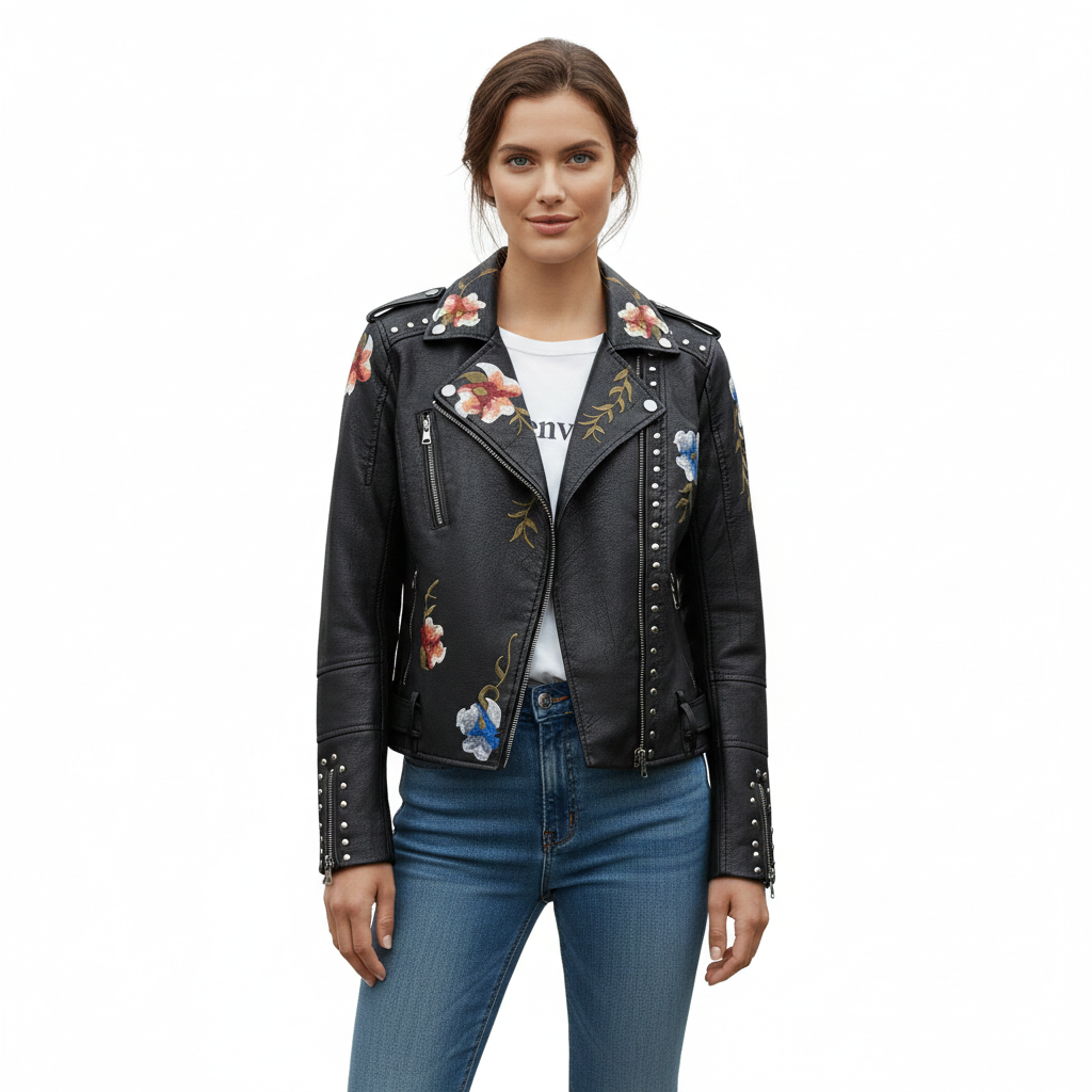 Women's Jacket with Durable Leather Construction