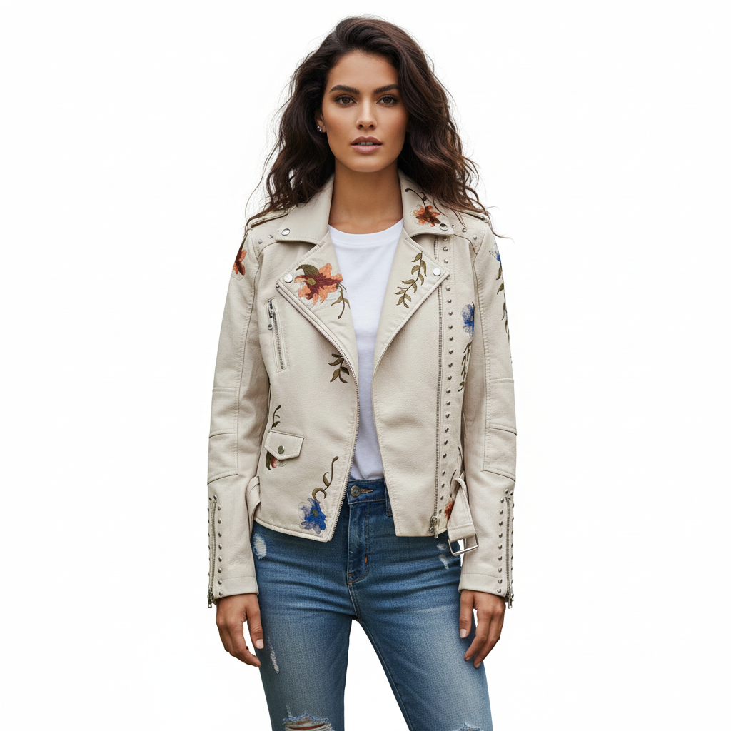 Women's Jacket with Durable Leather Construction
