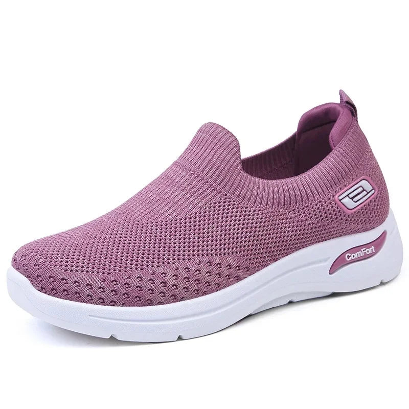Billie Women's Slip On Knit Trainers, view 3