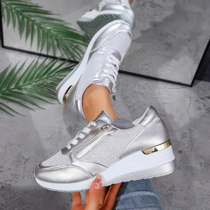 Stellara Women's Metallic Platform Trainers, view 10