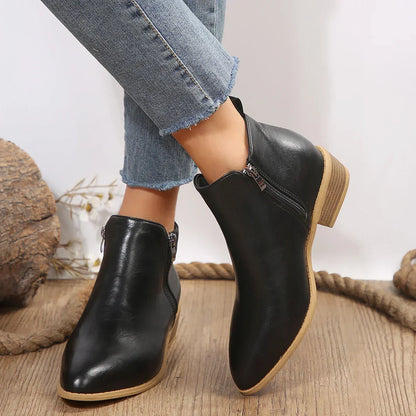 Mey Women's Faux Leather Side Zip Ankle Boots, view 5
