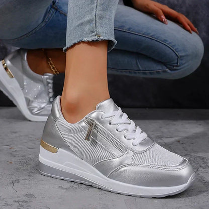Stellara Women's Metallic Platform Trainers, view 2