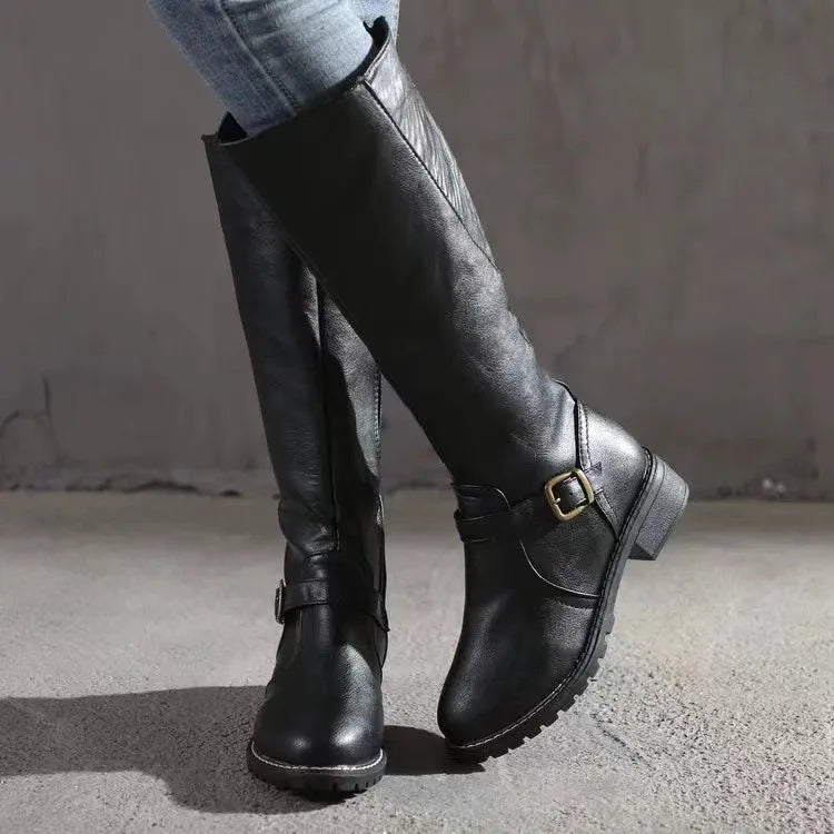 Sylvie Women's Buckle Detail Leather Boots, view 1