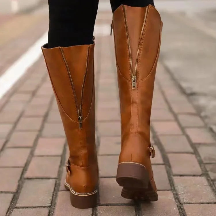 Sylvie Women's Buckle Detail Leather Boots, view 6