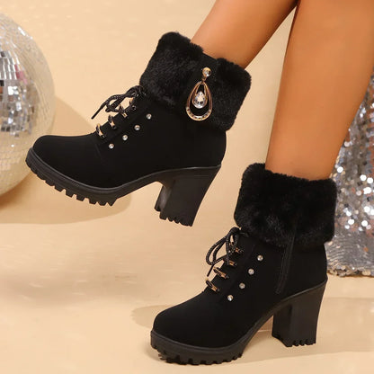 Romilly Women's Faux Fur Rhinestone Ankle Boots, view 4