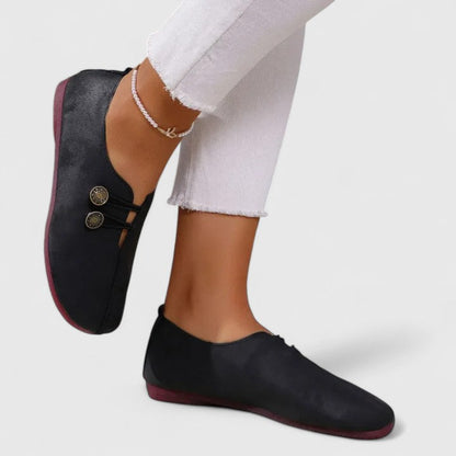 Kyline Women's Elastic Button Foldable Loafers, view 1