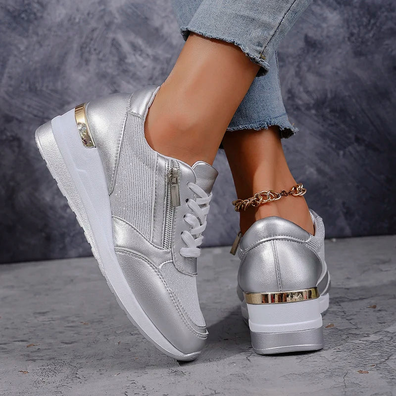 Stellara Women's Metallic Platform Trainers, view 3