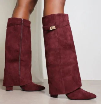 Saskia Women's Leather Look Knee High Boots, view 9