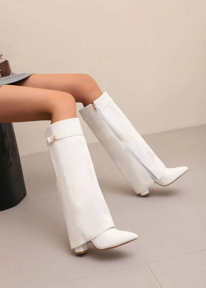 Saskia Women's Leather Look Knee High Boots, view 10
