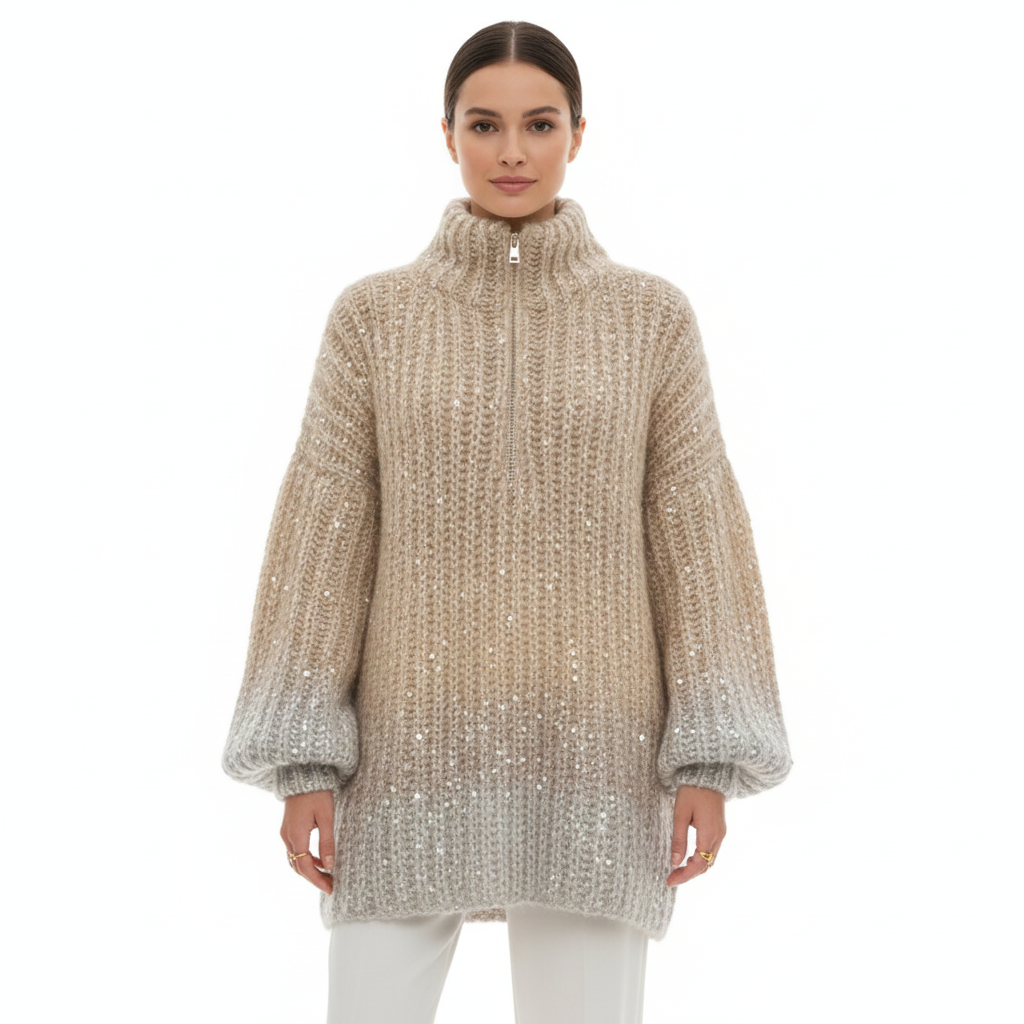 Women's Cardigan with Sequins and Long Sleeves