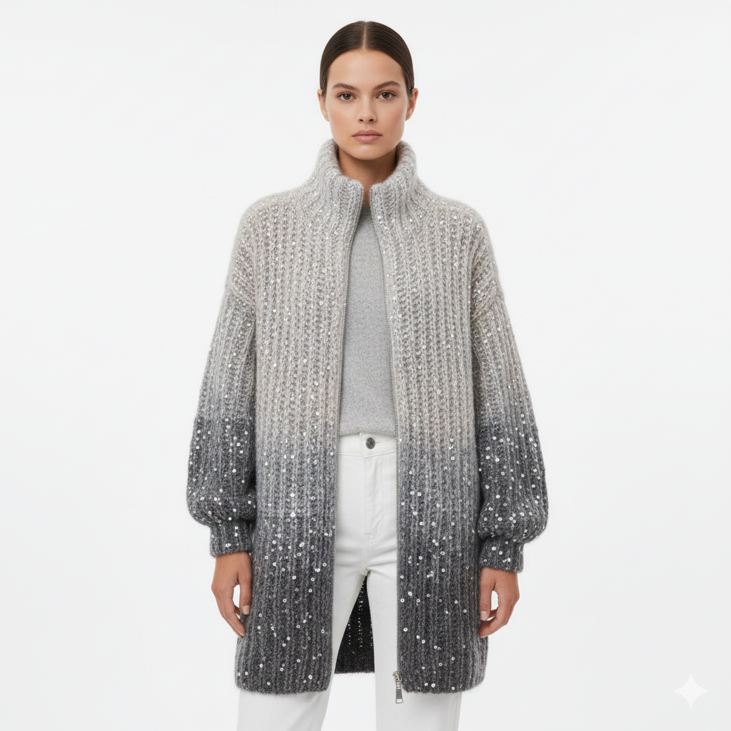 Women's Cardigan with Sequins and Long Sleeves