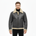 Men's Leather Jacket with Regular Fit and Zip Closure